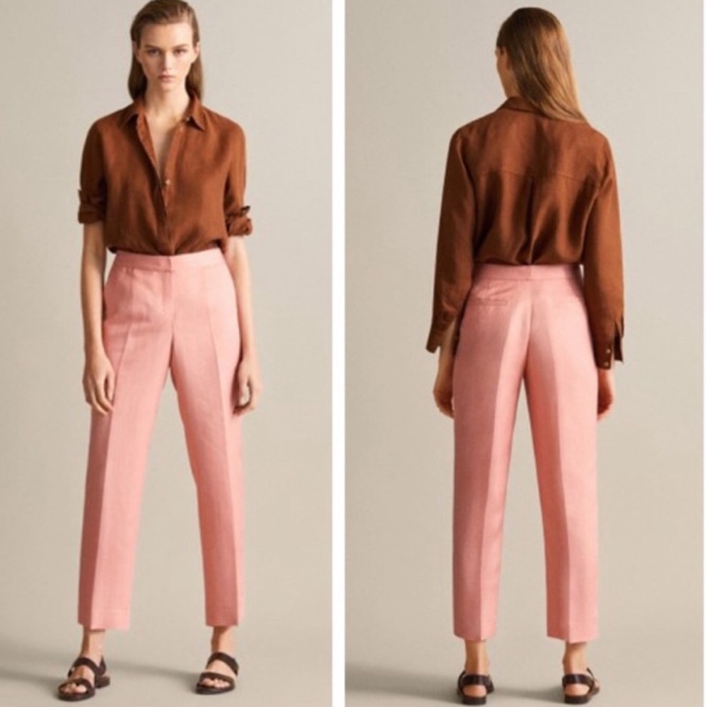 Massimo Dutti Salmon Cropped Trousers